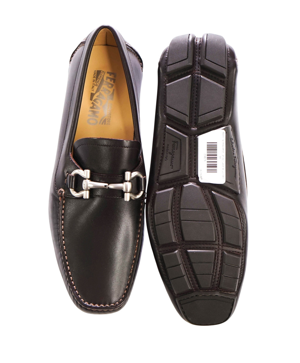 $800 FERRAGAMO - PARIGI Brown Leather Loafers - 7 EE